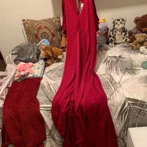Long red wrap dress NWOT